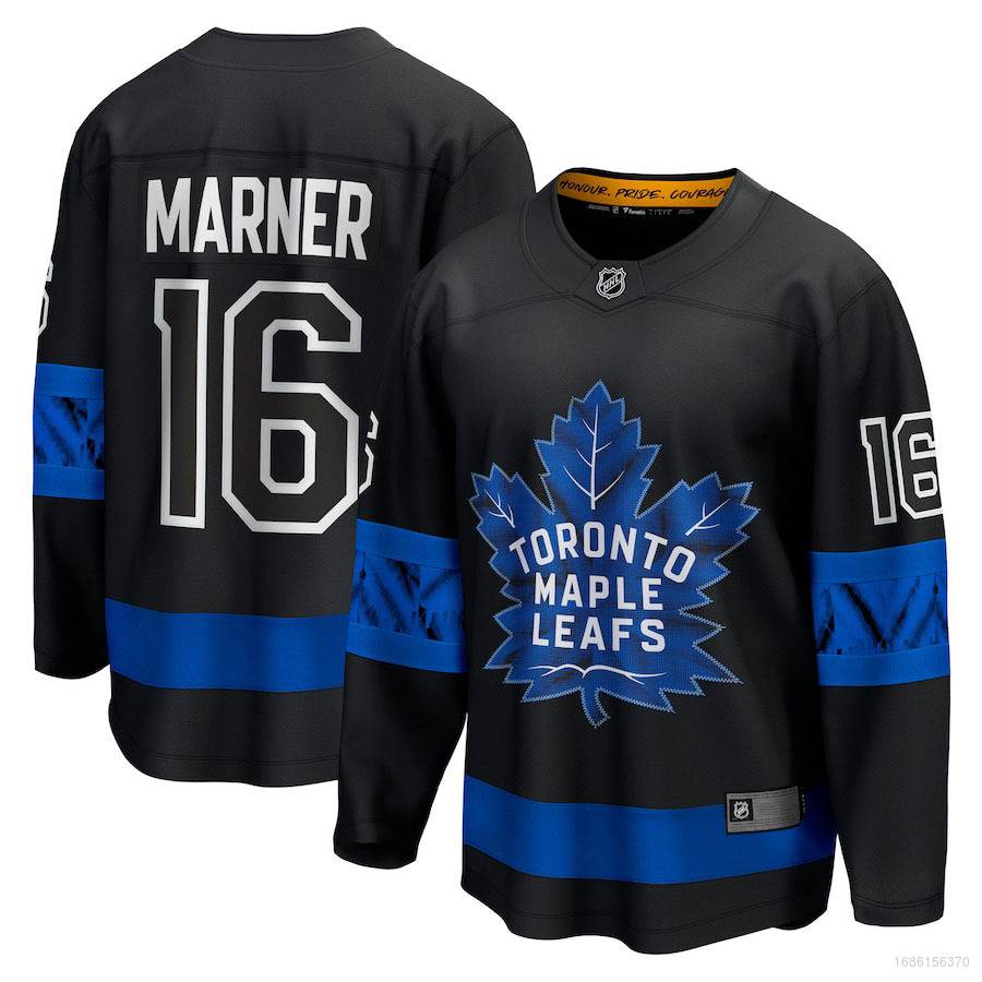 Hq1 NHL Mitchell Marner Áo Thun Thể Thao Tay Dài In Hình Lá Phong Đen Toronto Cho Fan Hockey Plus Size QH1
