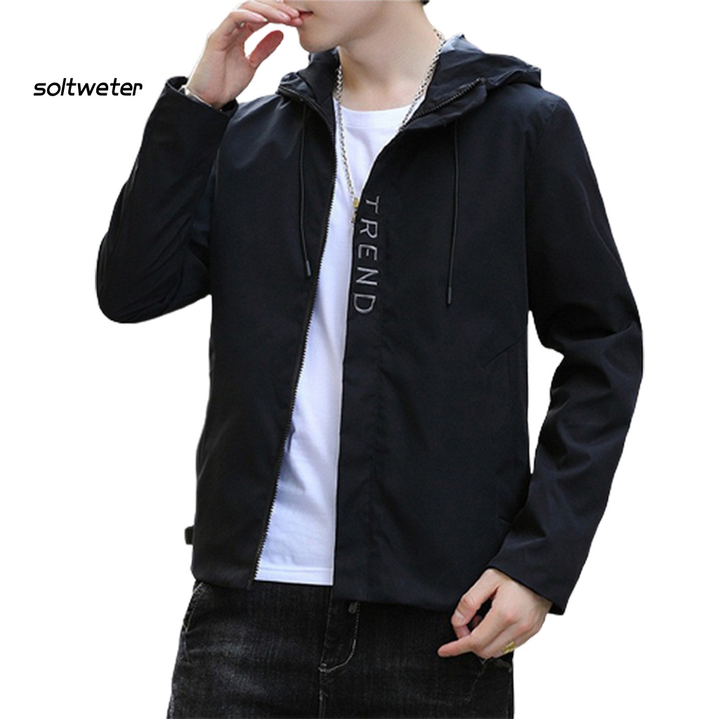 Áo Khoác Tay Dài Có Nón Và Dây Rút Thêu Chữ Phong Cách Đường Phố Thời Trang Xuân Thu Cho Nam