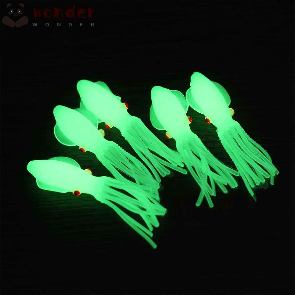 Set 5 Mồi Câu Cá Giả Hình Bạch Tuộc Bằng Silicon Mềm Phát Sáng