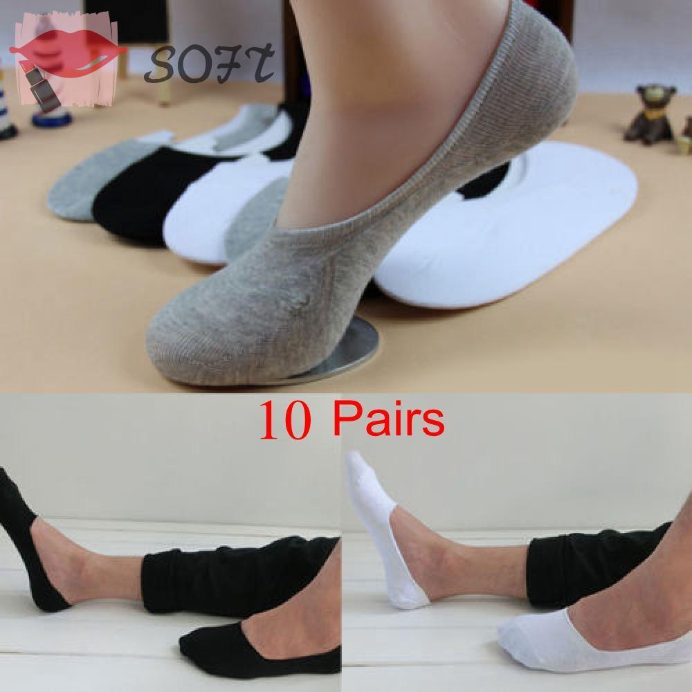 10 Đôi Vớ Thuyền Cotton Mềm Mại Chống Trượt Cho Nam Nữ