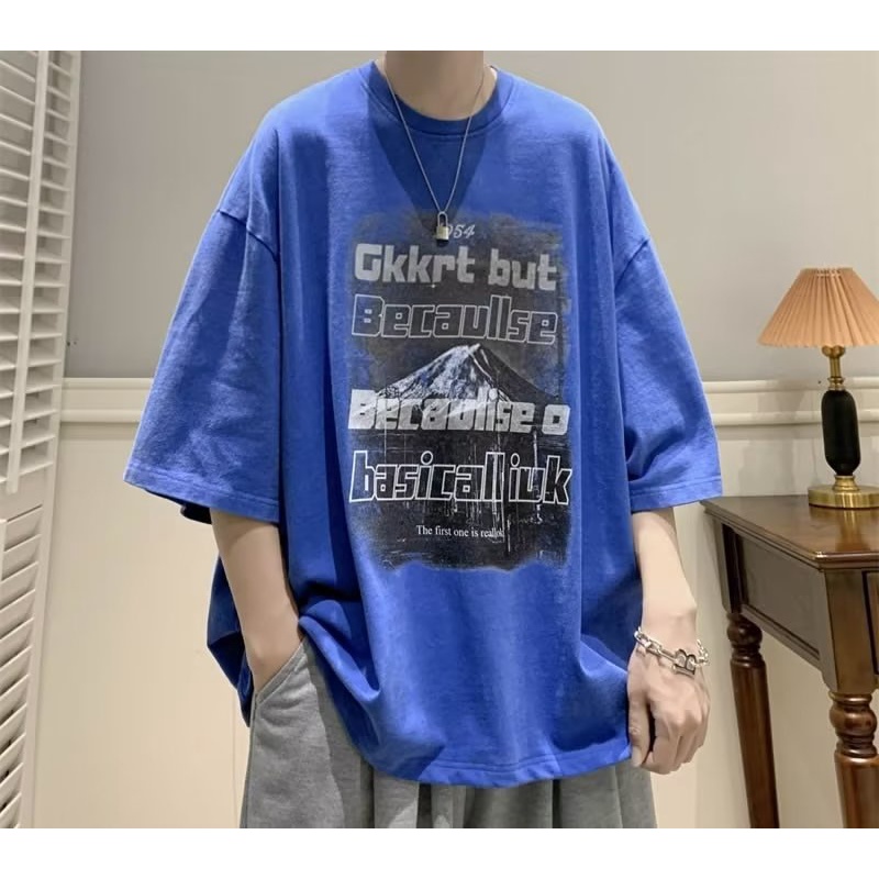 Áo Thun Ngắn Tay Màu Cà Phê In Hình Núi Tuyết Batik Phong Cách Âu Mỹ Cổ Điển Thời Trang Mùa Hè Cho Nam