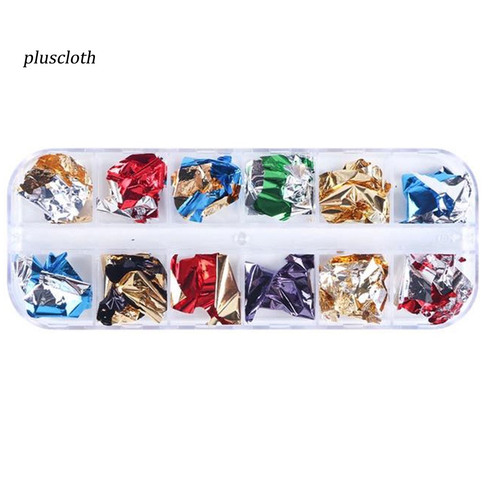 Hộp 12 Ô Lá Vàng Lấp Lánh Trang Trí Móng Tay