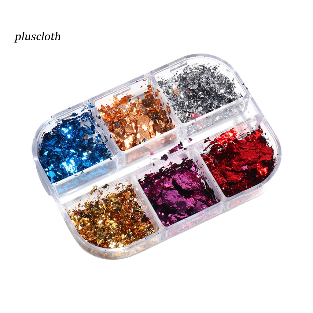 &lt; Pluscloth &gt; Hộp Giấy Foil 6 Ngăn Dán Móng Nghệ Thuật Kết Cấu Sáng Tạo Đáng Yêu Dùng Để Trang Trí Móng Cá Nhân Sử Dụng Cá Nhân