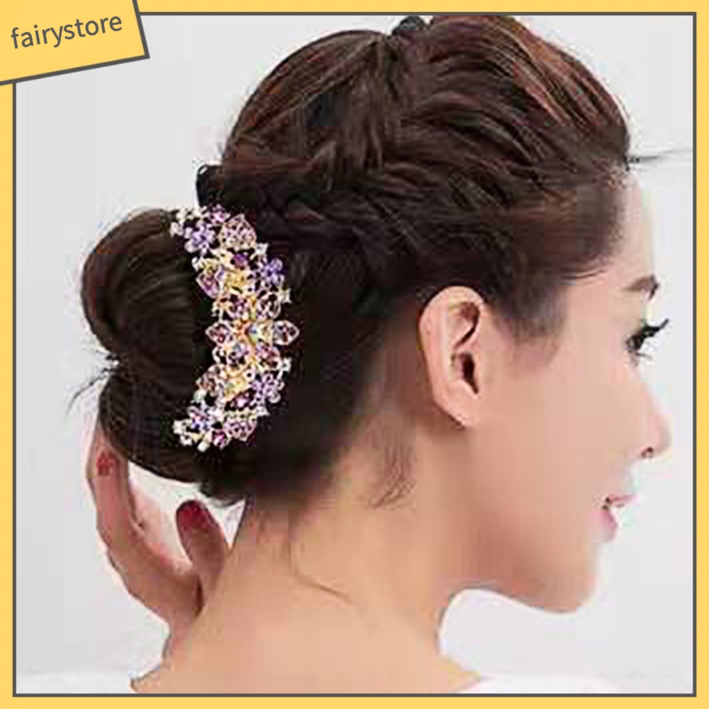 Lược Cài Tóc 7 Răng Đính Đá Nhiều Màu Sắc Chống Trượt Phong Cách Hàn Quốc