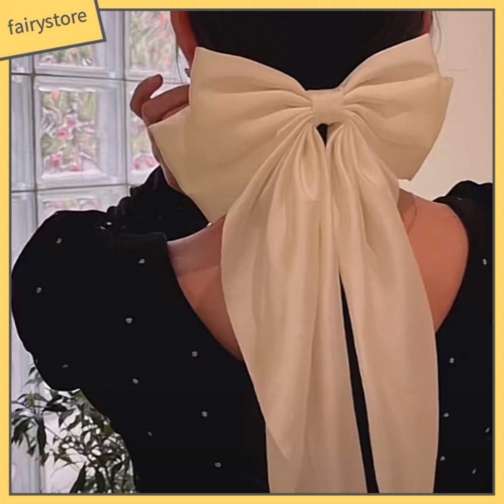 Kẹp Tóc Nơ Ruy Băng Satin Co Giãn Tốt Phong Cách Hàn Quốc Cho Bé Gái