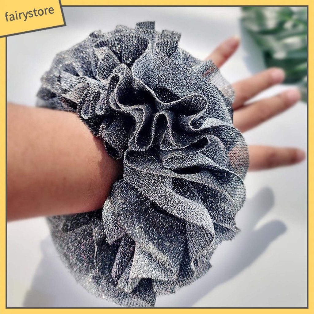 Dây Buộc Tóc Co Giãn Cao Hình Bông Hoa Lấp Lánh