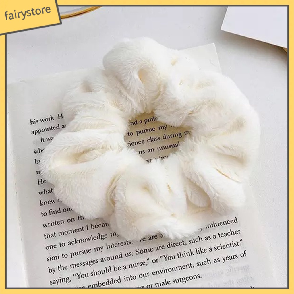 Dây Cột Tóc Lông Nhung Mềm Màu Trơn Giữ Ấm Mùa Đông Cho Nữ