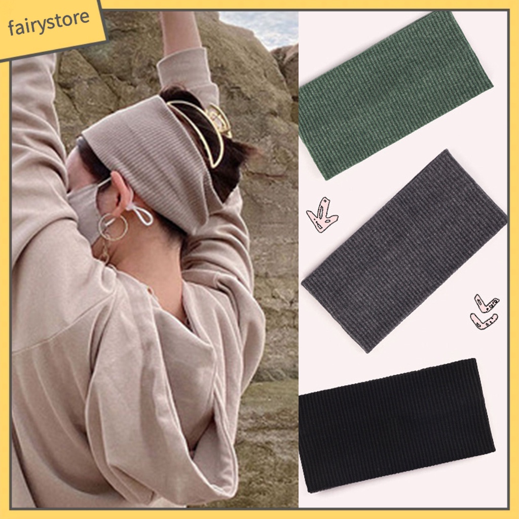 Băng Đô Thể Thao Unisex Bản Rộng Co Giãn Thấm Hút Mồ Hôi Màu Sắc Trơn