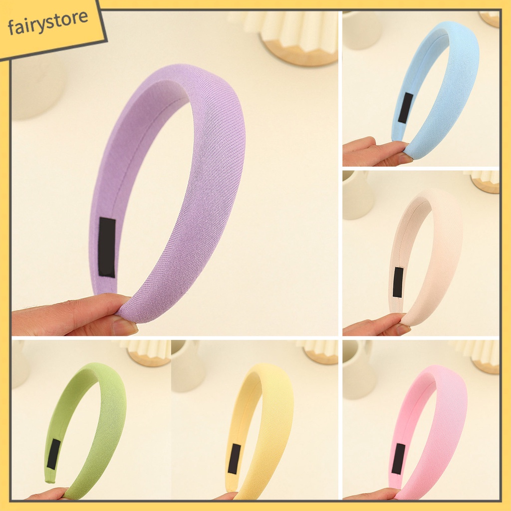 Băng Đô Cài Tóc Mềm Mại Co Giãn Gọn Nhẹ Chống Trượt Màu Trơn Dành Cho Nữ