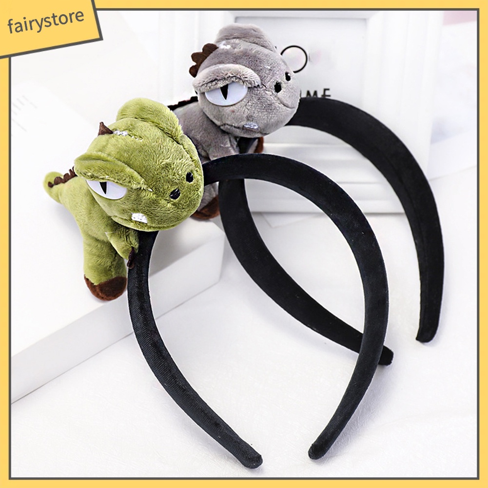 Băng Đô Cài Tóc Vải Nhung Mềm Hình Khủng Long 3D Dễ Thương Cho Nữ