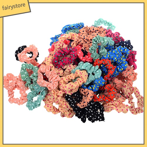 Set 10 Dây Cột Tóc Co Giãn Hoạ Tiết Chấm Bi Dễ Thương Cho Nữ