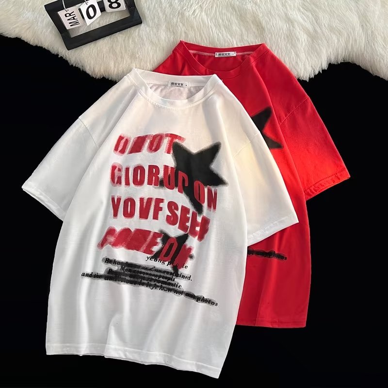 Áo Thun Ngắn Tay Dáng Rộng Thời Trang Âu Mỹ Retro Cá Tính Cho Nam