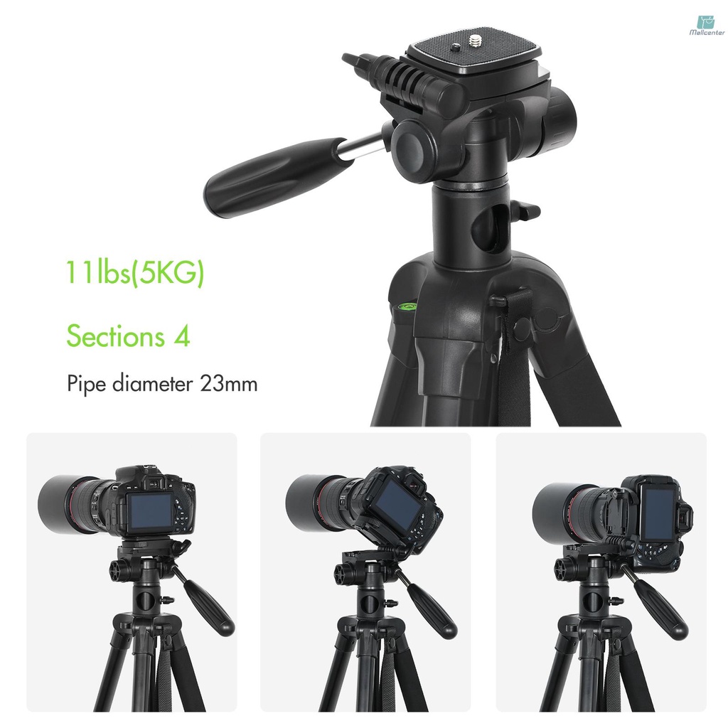 Andoer TTT-009 168CM/66.14Inch Portable Photography Tripod Monopod Camera Horizontal Tripod Stand Aluminum Alloy 360° Rotatable 5kg/11lbs Load Capacity with Phone Clip Remote Shutter Replacement for