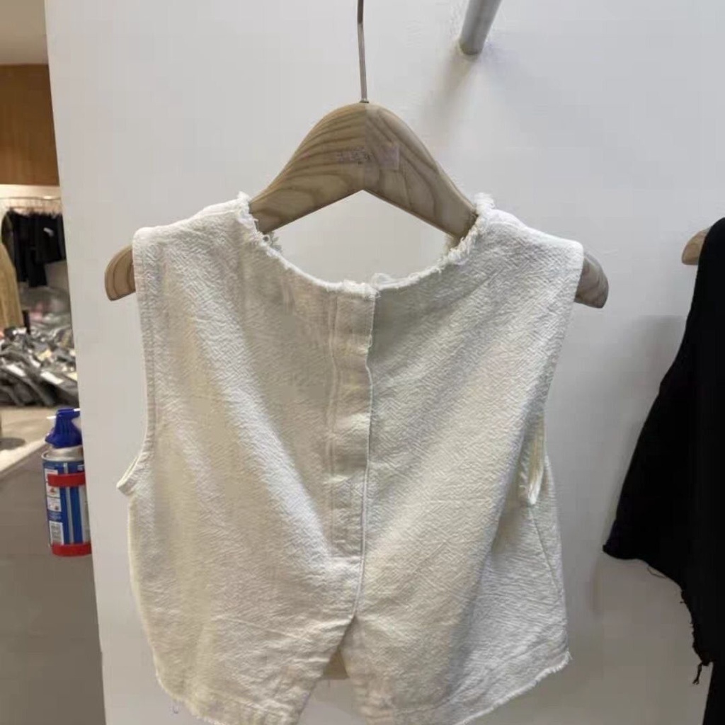 Áo Cotton Lanh Cổ Tròn Không Tay Thời Trang Xuân Hè Hàn Quốc 2023 Cho Nữ