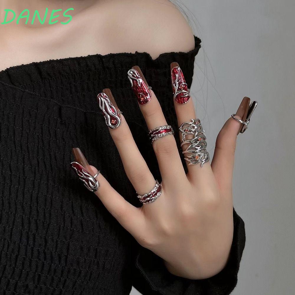 Nhẫn Hợp Kim Thiết Kế Hình Móng Tay Độc Đáo Phong Cách Vintage Hàn Quốc