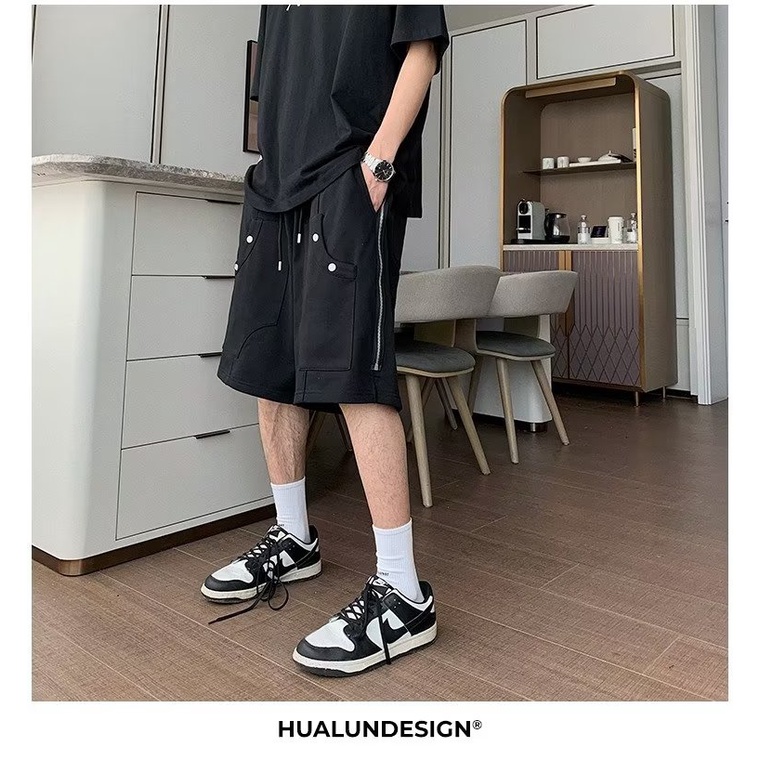 Quần Lửng Thể Thao Dáng Rộng Màu Đen Thời Trang Mùa Hè Cá Tính Cho Nam