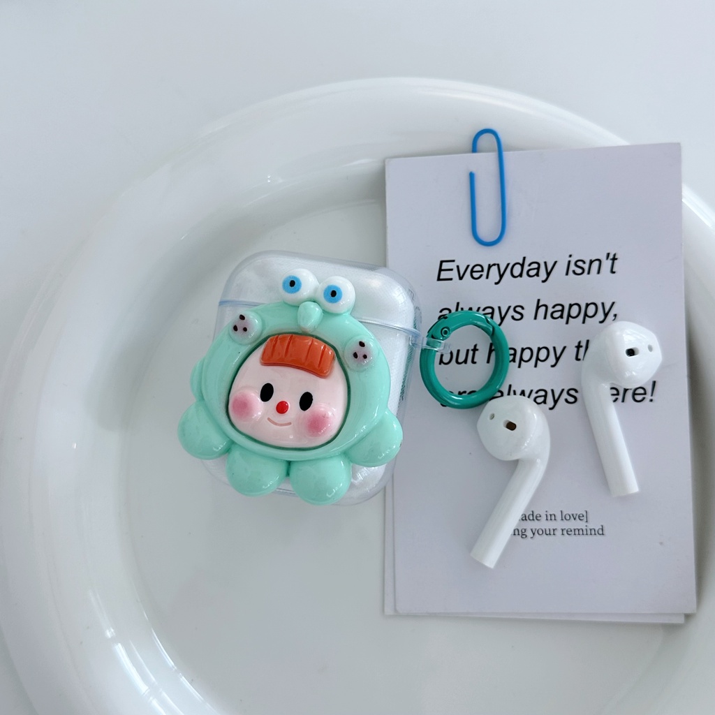 Vỏ Bảo Vệ Hộp Sạc Tai nghe không dây AirPods 1 2 gen3 pro2 2022 Bằng tpu Mềm Trong Suốt Họa Tiết Hoạt Hình 3D Sáng Tạo