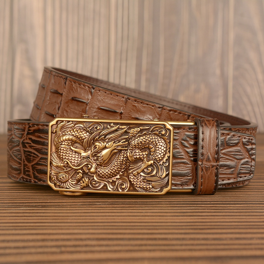 Thắt Lưng Da Bò Họa Tiết Da Cá Sấu Thiết Kế Mới Cao Cấp Thời Trang Cho Nam