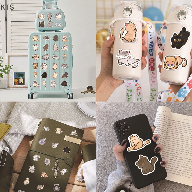 Set 50 Miếng Dán Họa Tiết Mèo Hoạt Hình Trang Trí Đa Dụng Chất Lượng Cao