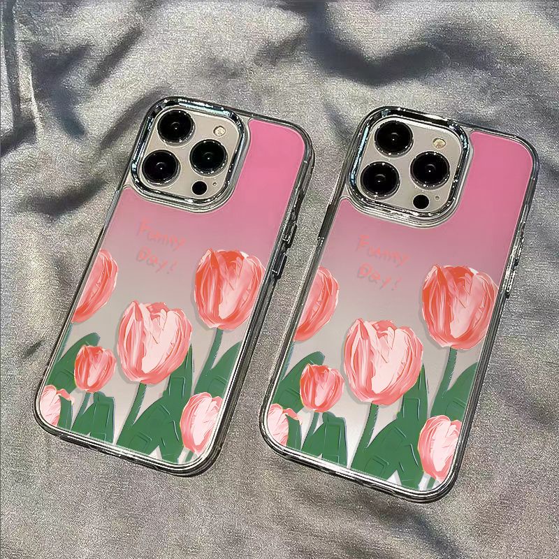 ✅Ốp Điện Thoại Mềm Chống Sốc Họa Tiết Hoa Tulip Cho Apple 11 Plus 14 Pro 128 max 13 7 PSAS