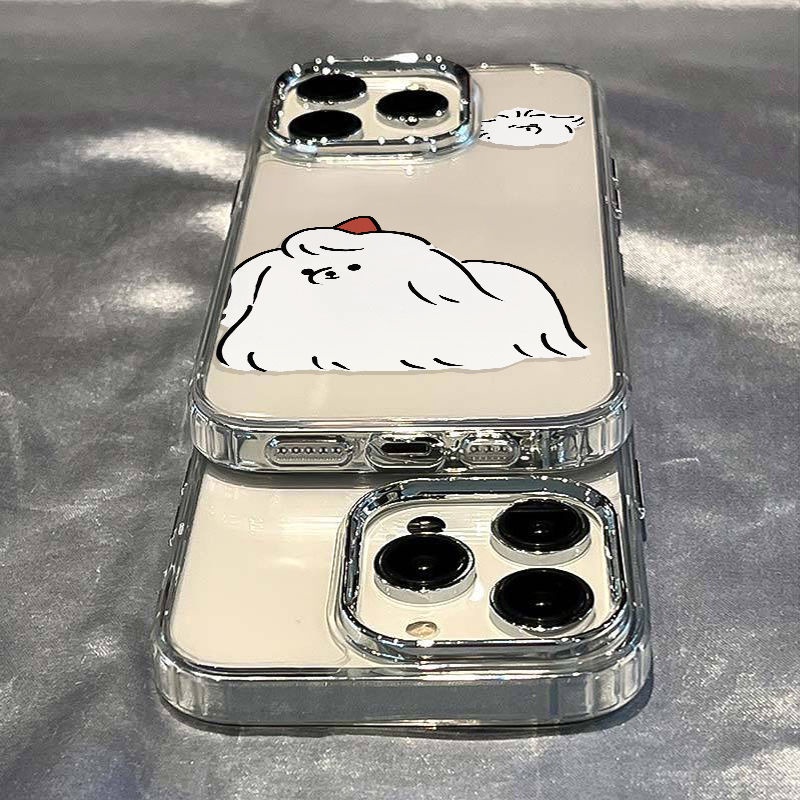 ✅Ốp Điện Thoại Mềm Chống Sốc Màu Trắng Hình Chú Chó Cho Apple Iphone 14Pro 8117 12 13max