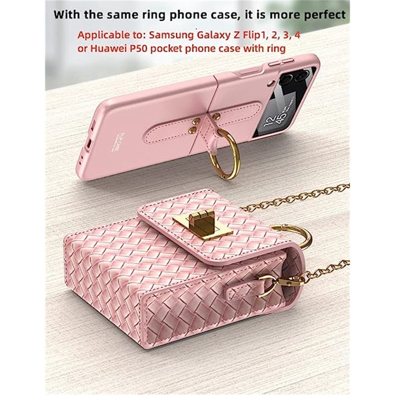 Ốp Điện Thoại Da Gập Phối Vòng Đeo Chéo Dành Cho Samsung Z Flip 5 Z Flip 4 Z Flip 3