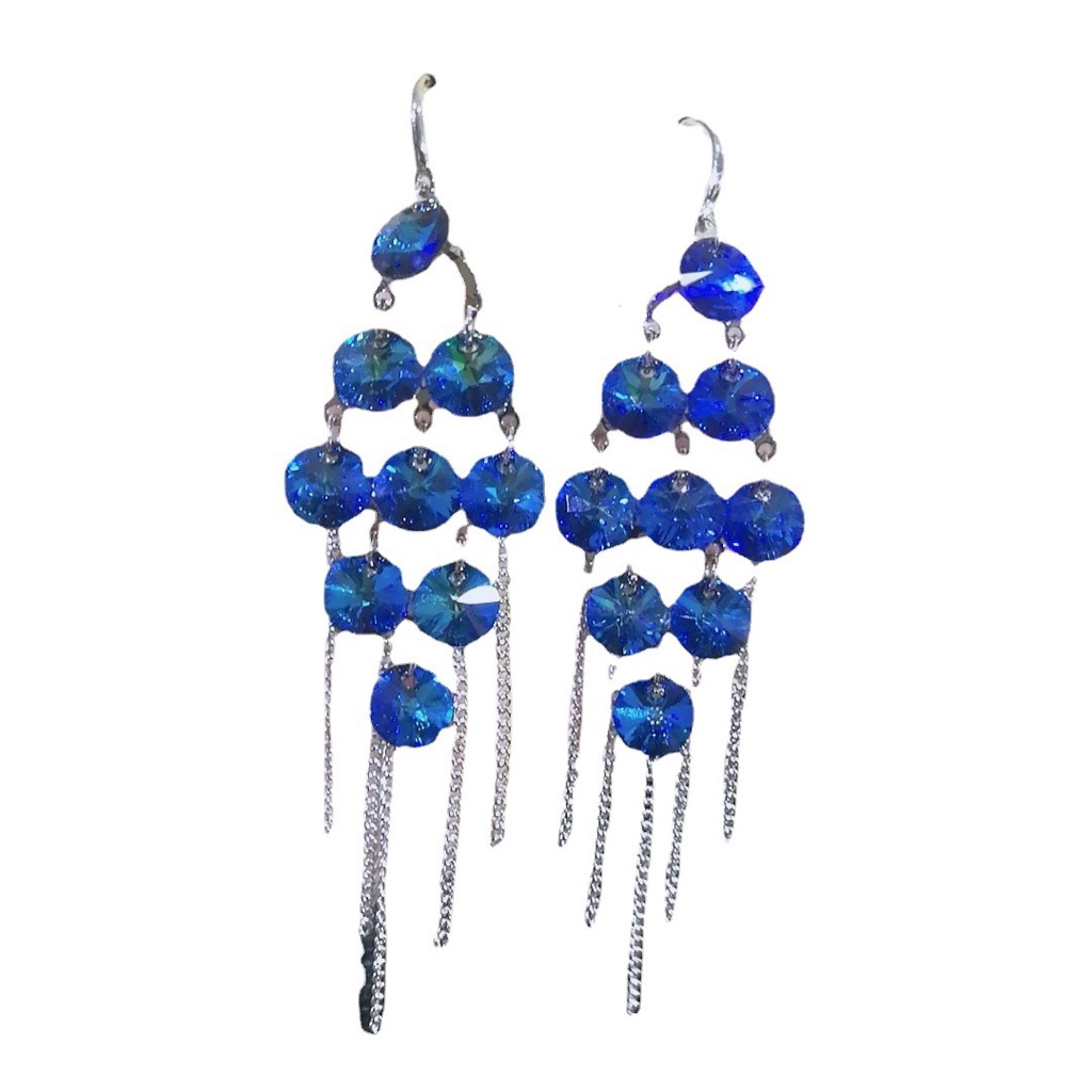 Bông Tai Dáng Dài Đính Pha Lê Thời Trang Hàn Quốc