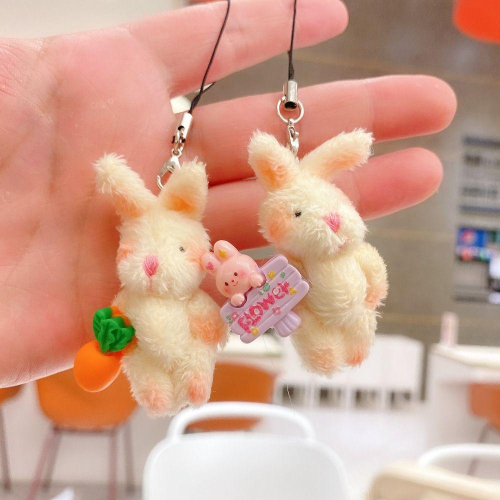 Aaron1 Móc Khóa Thỏ Nhồi Bông Dễ Thương Đáng Yêu
