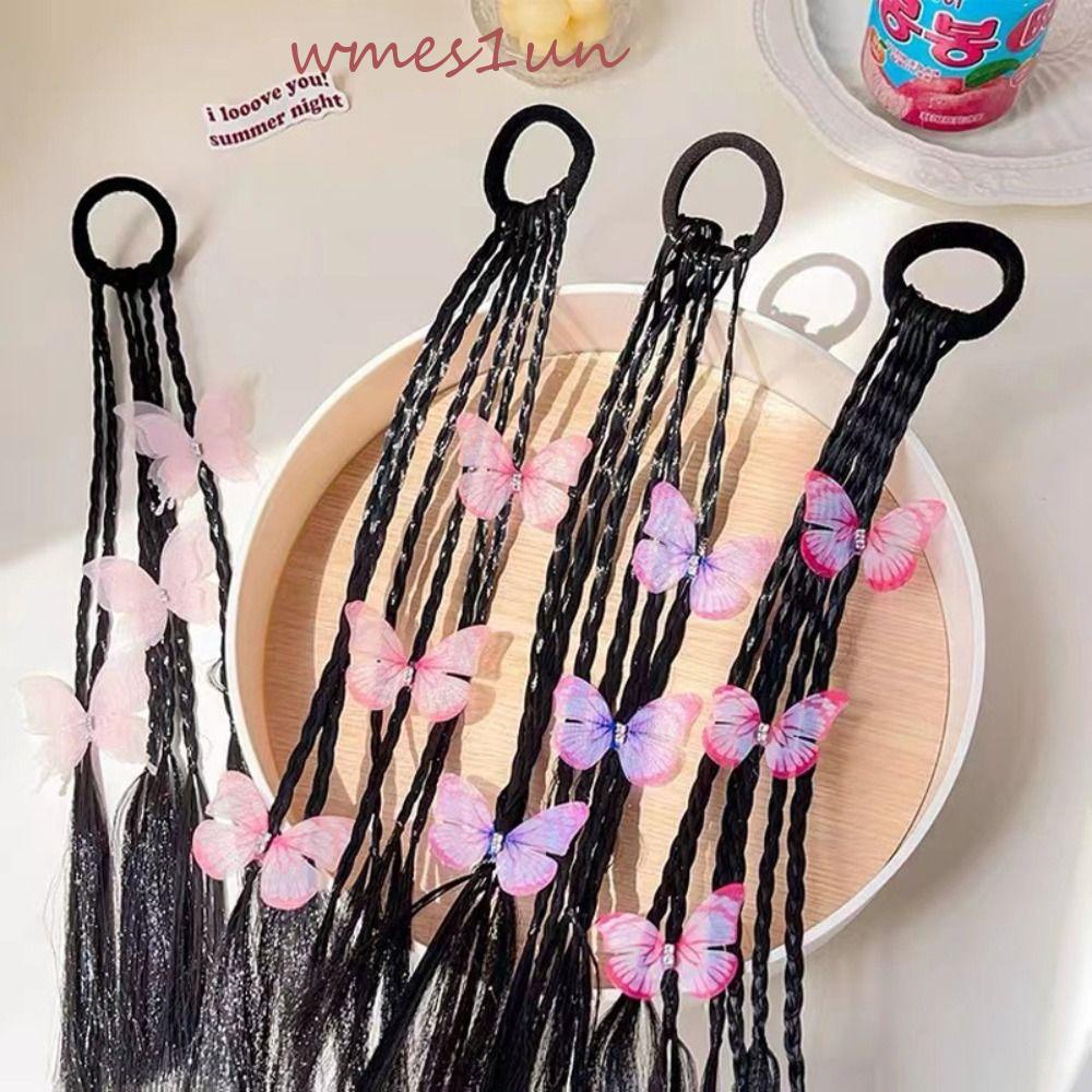 Dây Buộc Tóc Giả Thắt Bím 15H Kháng Nhiệt Họa Tiết Bướm Hoạt Hình Xinh Xắn Cho Bé Gái