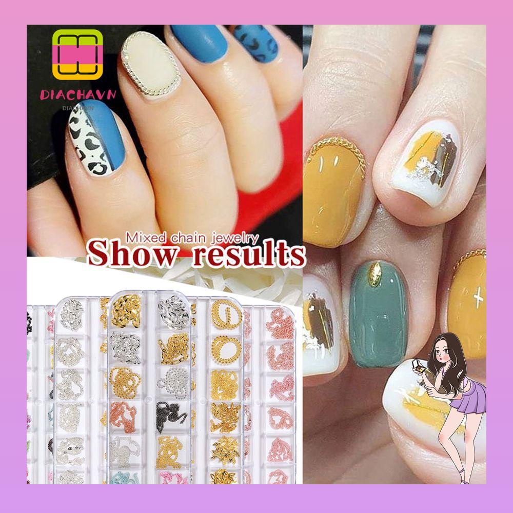 Hộp Phụ Kiện Trang Trí Móng Tay 12 Ngăn Hình Trăng Sao Bằng Kim Loại Mới