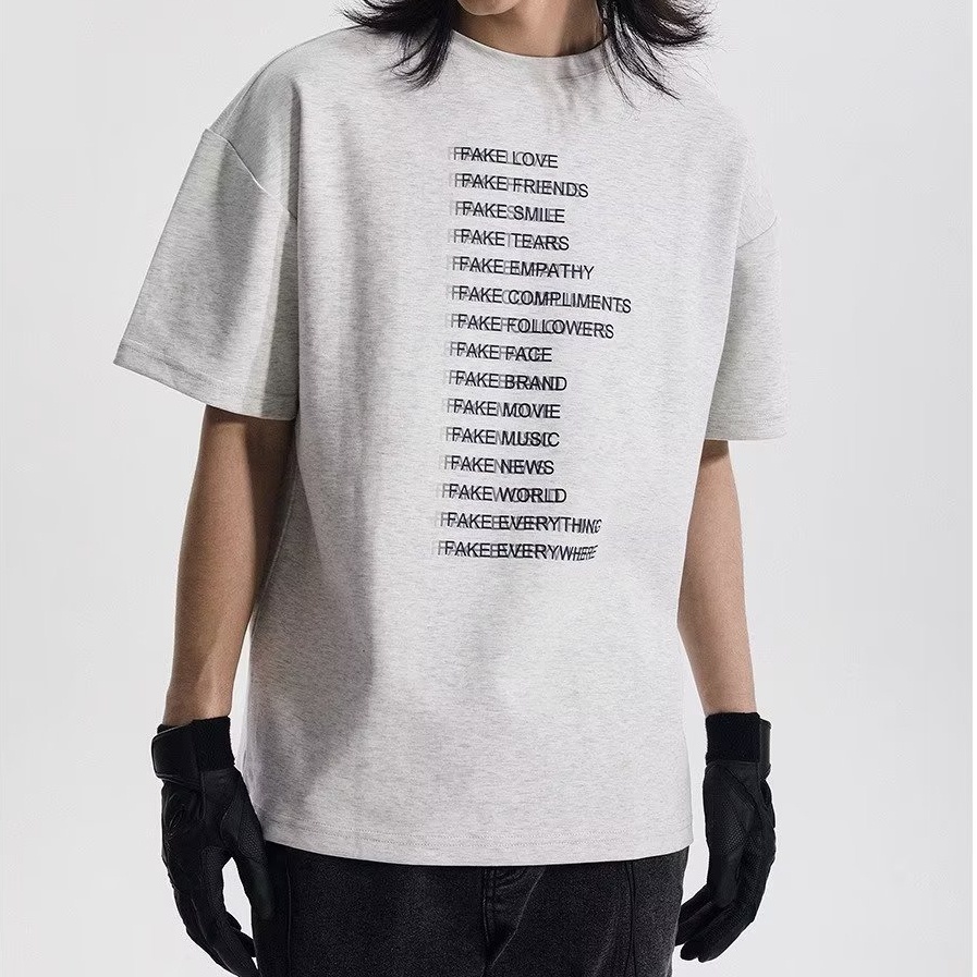 Hàng Mới Về Mới Áo Thun Tay Ngắn Họa Tiết Đường Ray Hình Học Thời Trang Cao Cấp Cho Nam Nữ