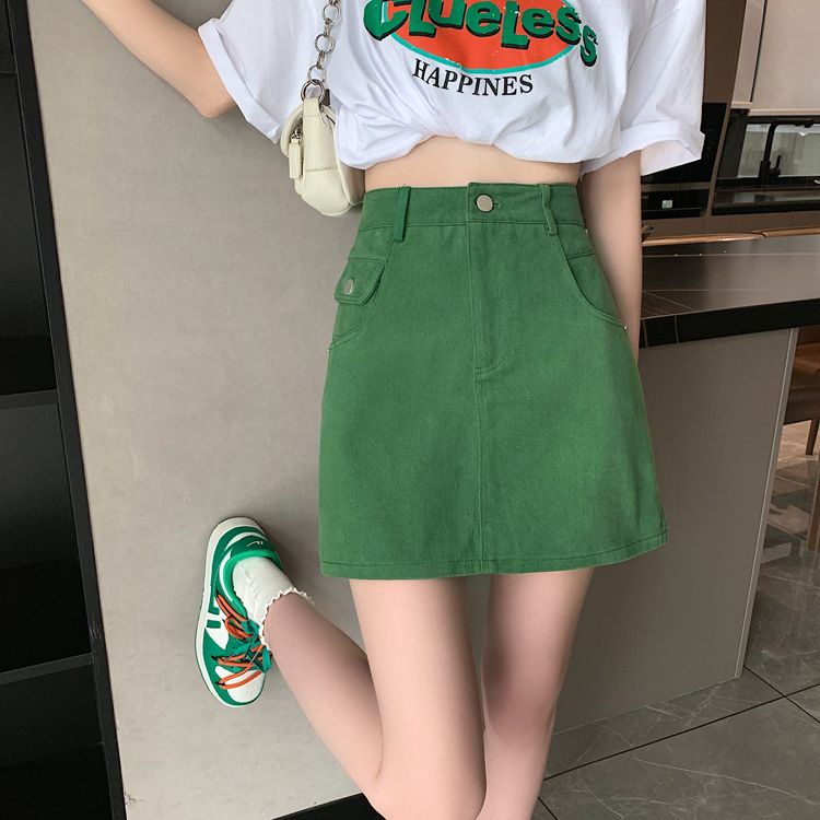 Chân Váy Jean Chữ a Lưng Cao Thời Trang Mùa Hè Phong Cách Mới Cho Nữ