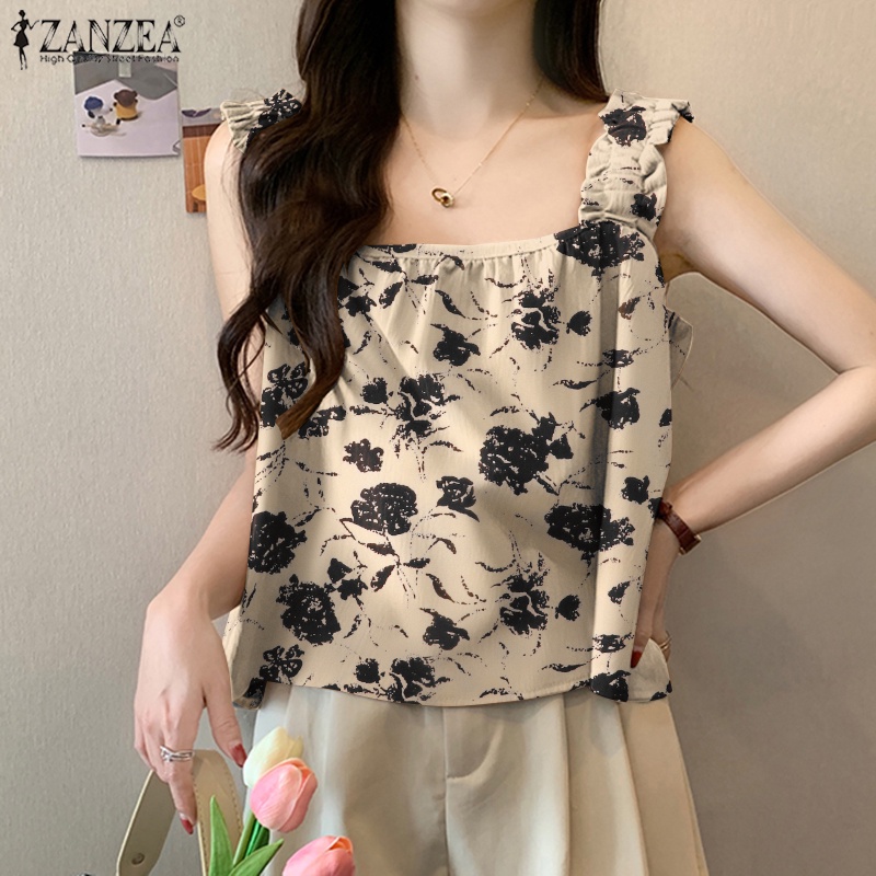 Zanzea Áo Nữ Cộc Tay Cổ Vuông Thời Trang Hàn