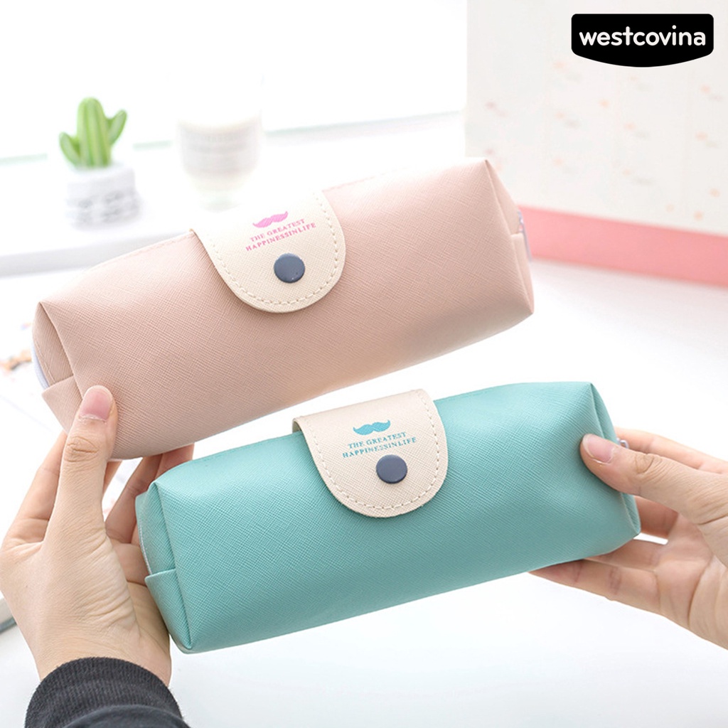 [WSTN]✎Túi Đựng Bút Chì Sức Chứa Lớn Có Khóa Kéo In Họa Tiết Hoạt Hình Dễ Thương Cho Học Sinh