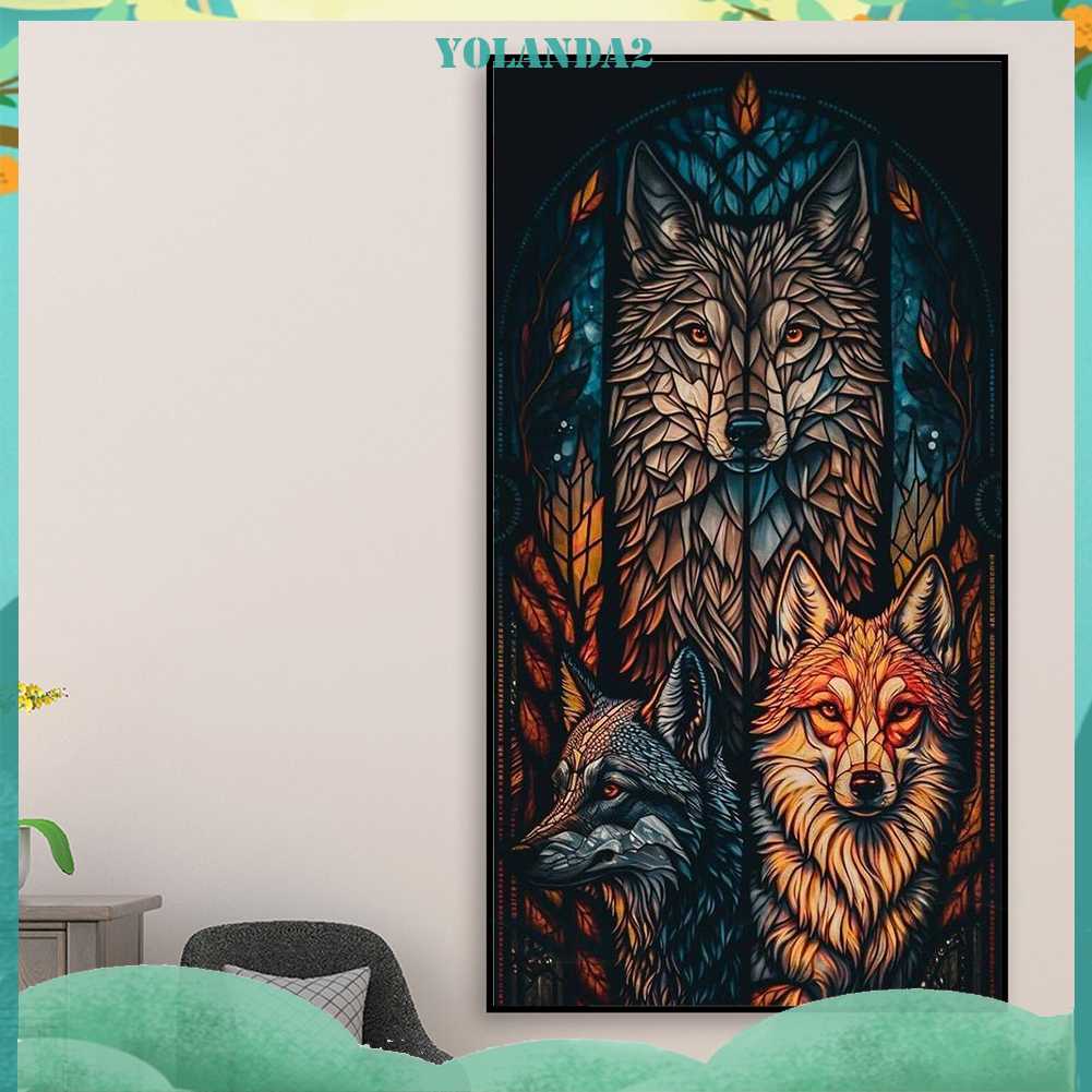 Tranh Đính Đá Kim Cương Toàn Bộ 5D DIY Hình Vẽ Sói Trang Trí Nhà Cửa