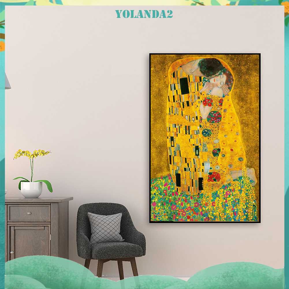 Tranh Đính Đá Kim Cương Toàn Bộ 5D DIY Hình Vẽ Nụ Hôn Trang Trí Nhà Cửa