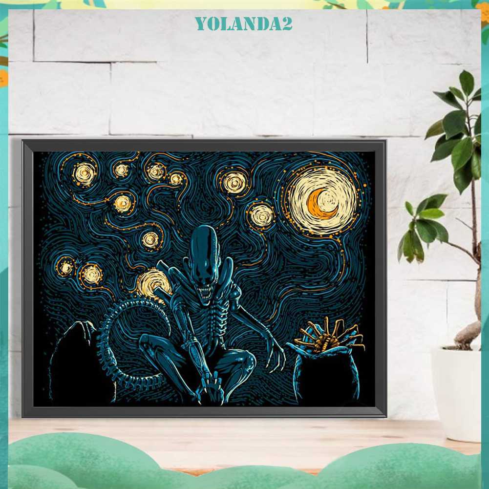 Tranh Đính Đá Kim Cương Toàn Bộ 5D DIY Hình Người Ngoài Hành Tinh