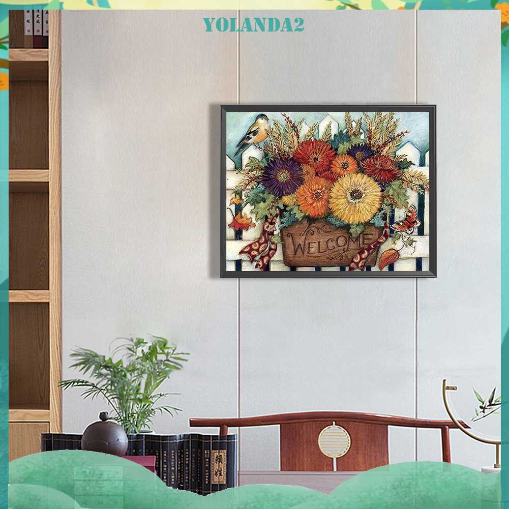 Tranh Đính Đá Kim Cương Toàn Bộ 5D DIY Hình Vẽ Hoa Trang Trí Nhà Cửa