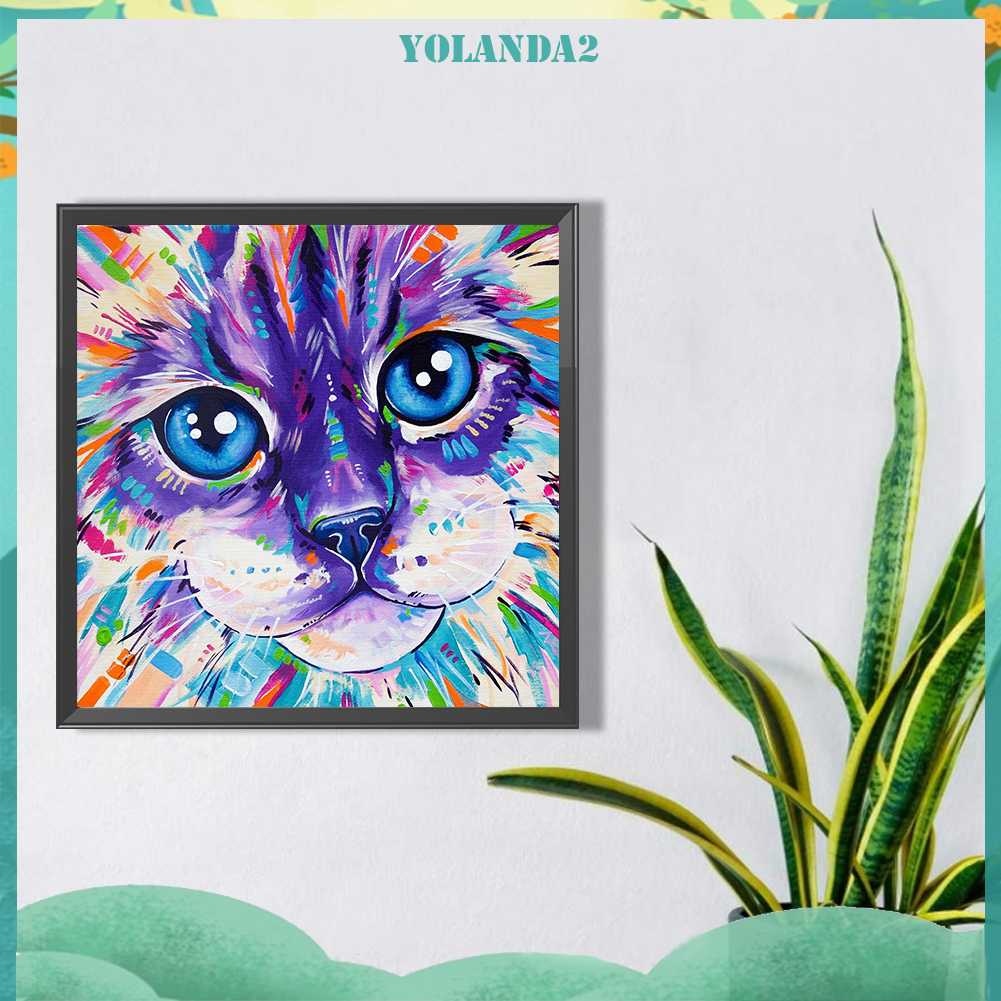 Tranh Đính Đá Kim Cương Toàn Bộ 5D DIY Hình Vẽ Mèo Trang Trí Nhà Cửa