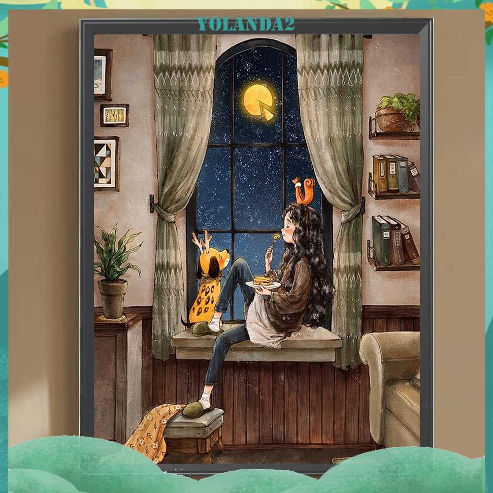 Tranh Đính Đá Kim Cương Toàn Bộ 5D DIY Hình Vẽ Cô Gái Trang Trí Nhà Cửa