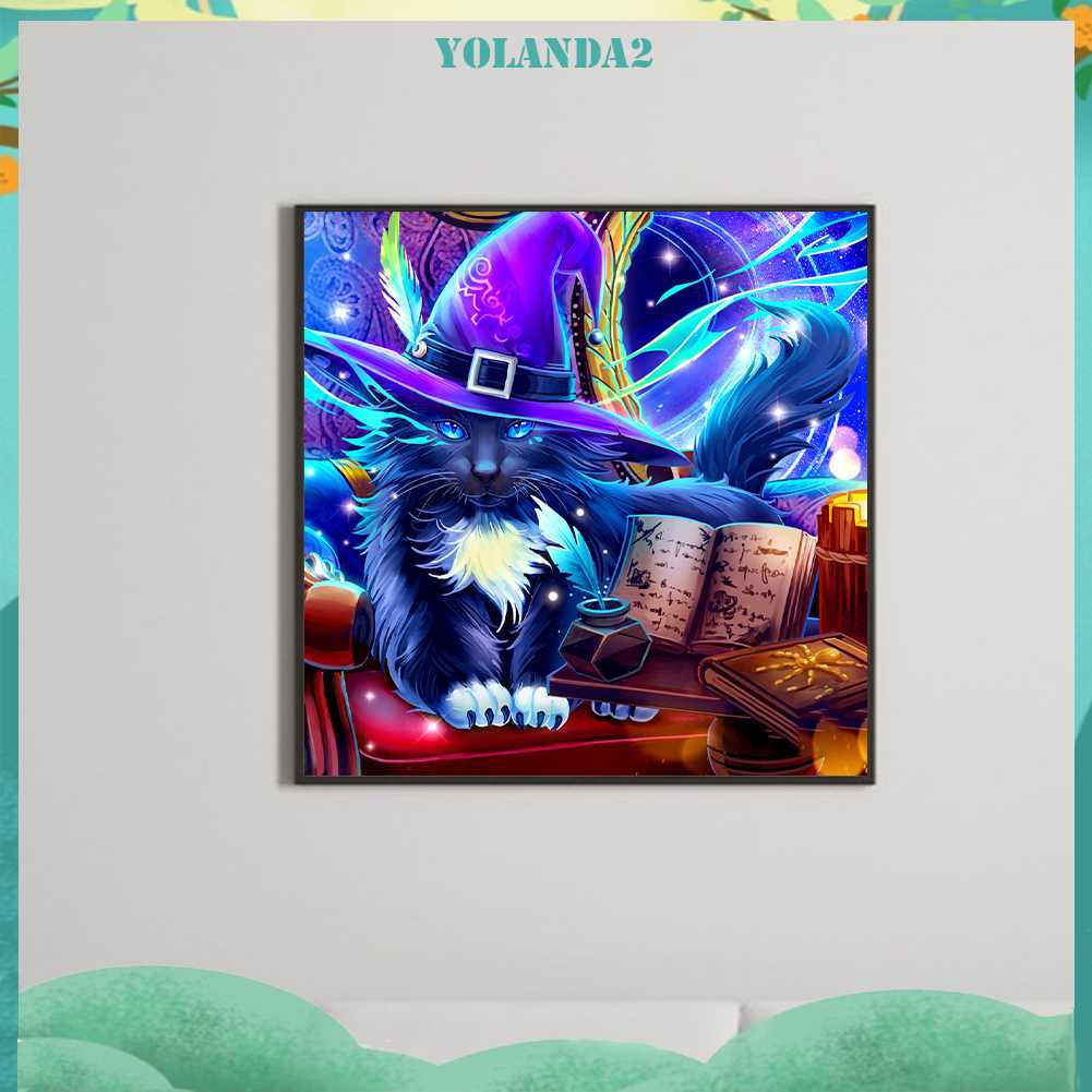 Tranh Đính Đá Kim Cương Toàn Bộ 5D DIY Hình Vẽ Mèo Trang Trí Nhà Cửa
