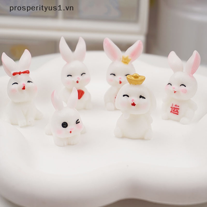 1 [prosperityus1] Set 10 Tượng Thỏ Mini Bằng Nhựa Resin Dạ Quang Dễ Thương Trang Trí Tiểu Cảnh [VN]