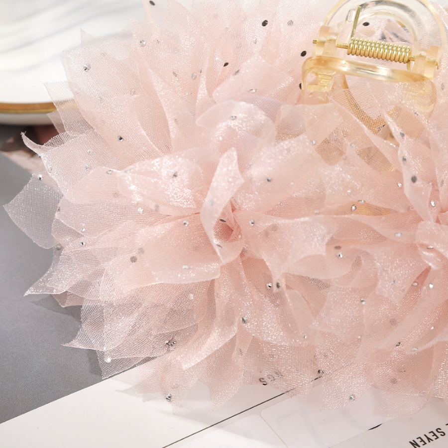 Kẹp Tóc Đuôi Ngựa Bằng Acrylic Hình Hoa Lưới Đính Kim Cương Phong Cách Hàn Quốc