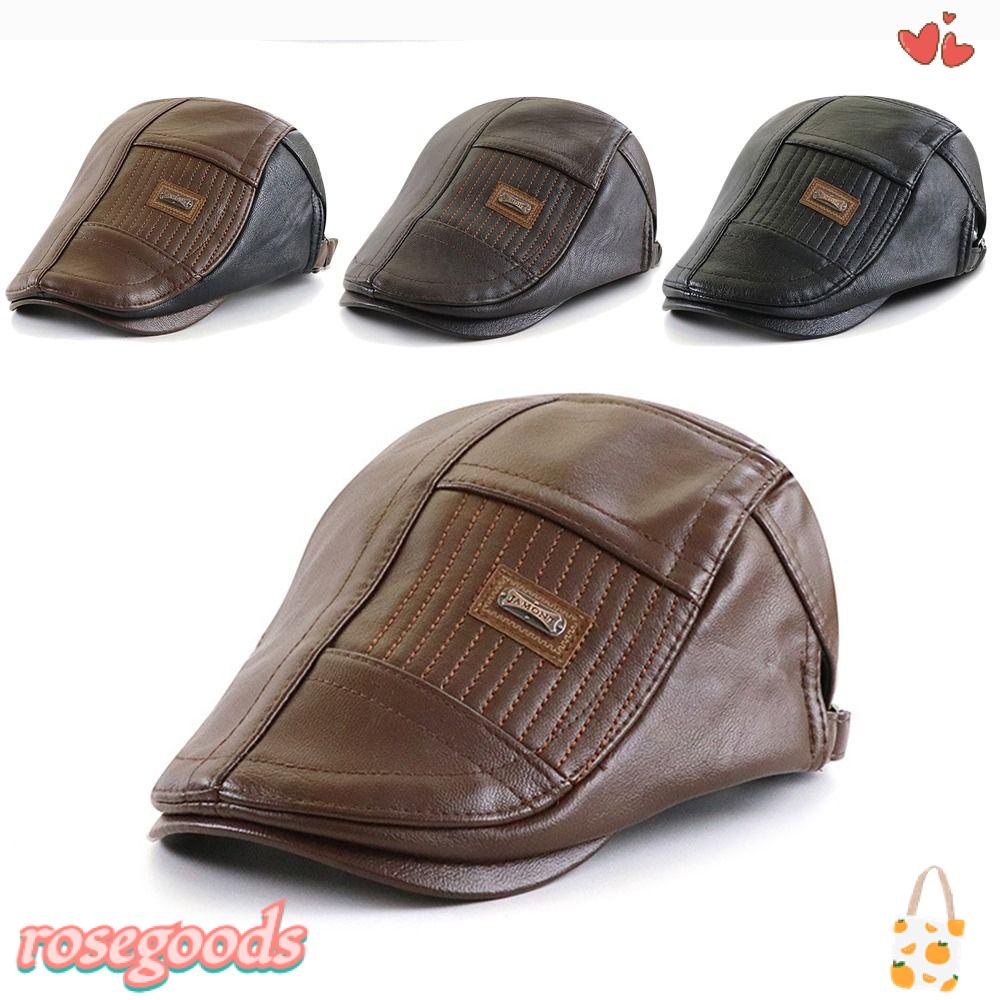 Mũ Beret Da PU Lót Nhung Ấm Áp Thời Trang Cho Nam