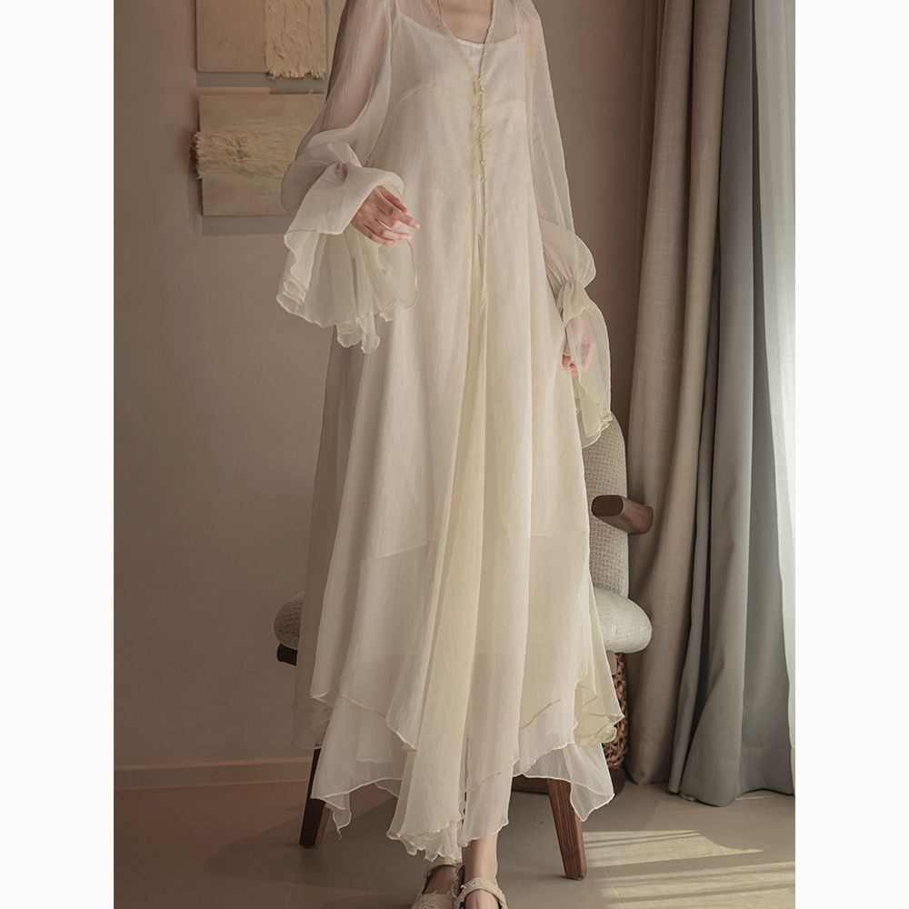 Áo Khoác cardigan Mỏng Dáng Xòe Lớn Phong Cách Kỳ Nghỉ Hè Thanh Lịch Không Đều