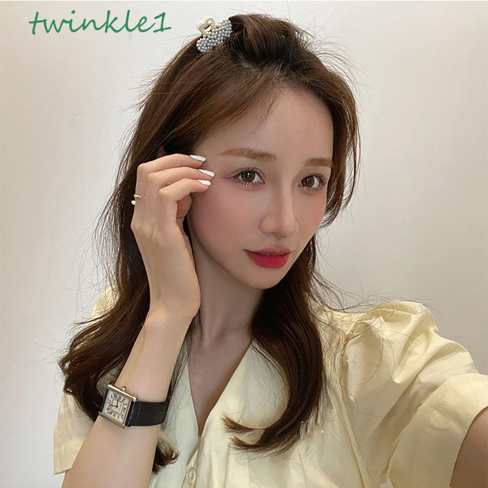 Kẹp Tóc Hình Nơ Họa Tiết Trái Tim Lấp Lánh Phong Cách Tối Giản Hàn Quốc