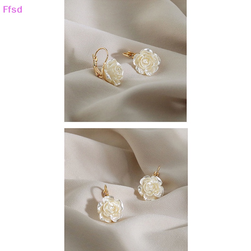 {Ffsd} Hoa Tai Dạng Hạt Ngọc Trai Hình Hoa Trà Thanh Lịch Quyến Rũ Làm Quà Tặng Sang Trọng Cho Nữ