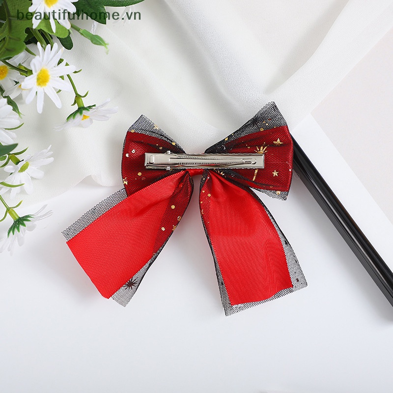 Kẹp Tóc Nơ Ren Hình Ngôi Sao Phong Cách Lolita Dễ Thương Cho Bé Gái