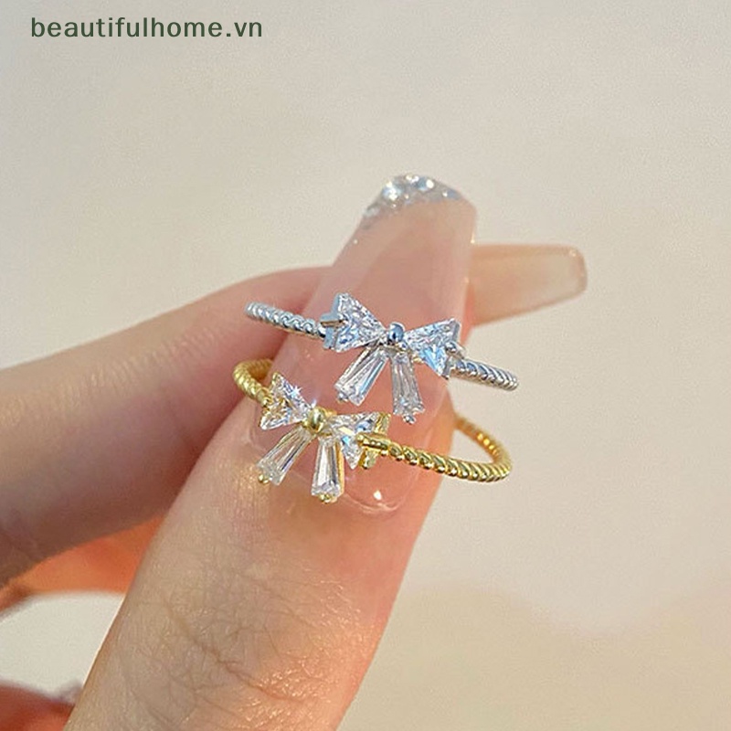 [beautifulhome] Nhẫn Công Chúa Đính Đá Zircon Hình Nơ Thời Trang Ngọt Ngào Tinh Tế Làm Quà Tặng Sinh Nhật Cho Nữ [beauty]