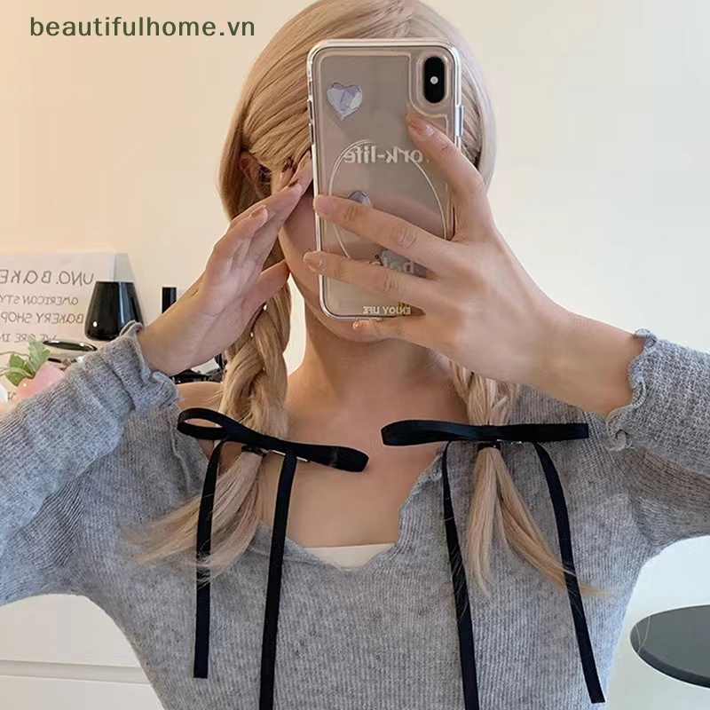 Kẹp Tóc Nơ Ruy Băng Dài Cỡ Lớn Bằng Nhung Cổ Điển [Beautyhome]